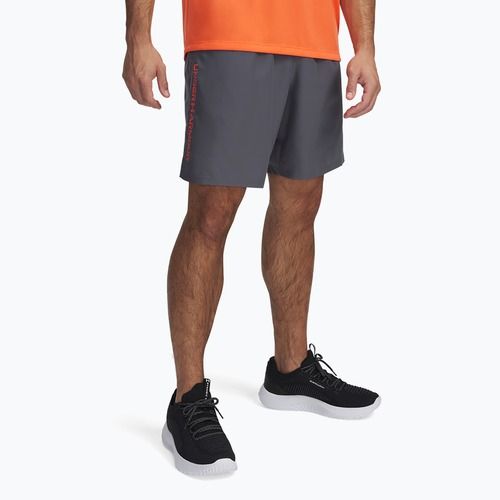 Pánske tréningové šortky Under Armour Woven Wordmark castlerock/fire