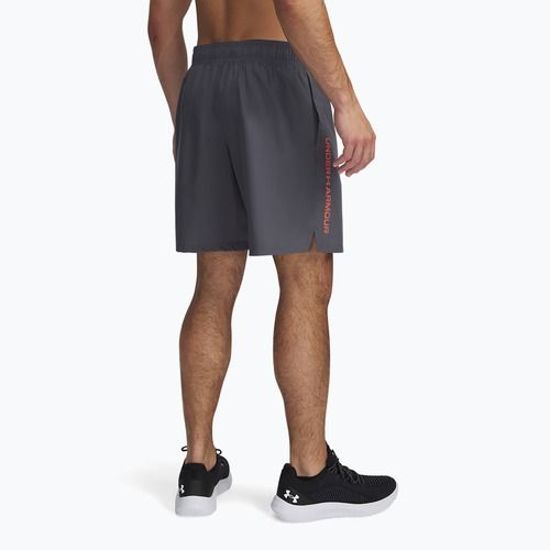 Pánske tréningové šortky Under Armour Woven Wordmark castlerock/fire