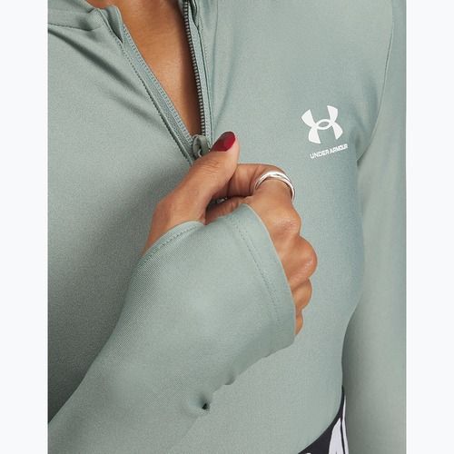 Dámsky fitness top Under Armour Heat Gear Rib 1/4 Zip silica green/silica green/white