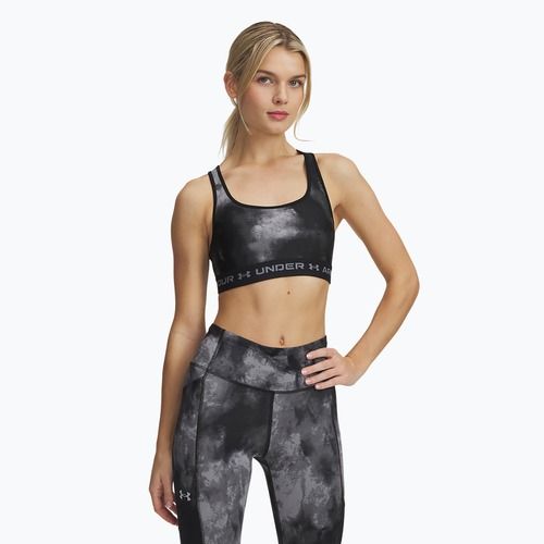 Fitness podprsenka Under Armour Crossback Mid Print čierna/titánovo šedá/titánovo šedá