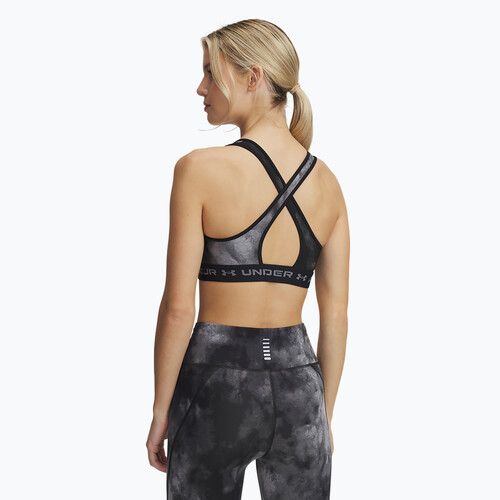 Fitness podprsenka Under Armour Crossback Mid Print čierna/titánovo šedá/titánovo šedá