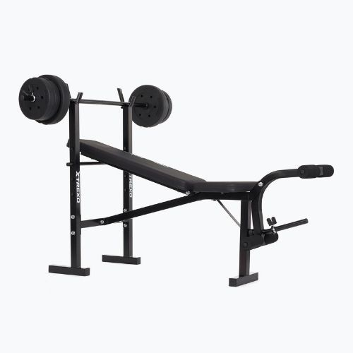 Posilňovacia lavica XTREXO BenchFit Lite so stojanom a činkou black
