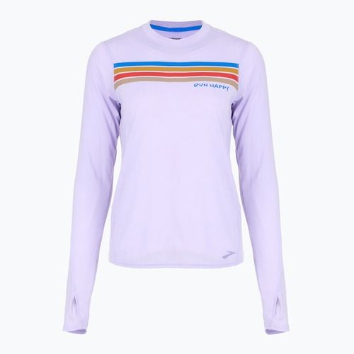 Dámske bežecké tričko Brooks Distance Graphic LS heather violet dash/stripe