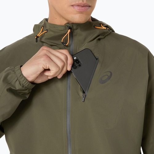 Pánska bežecká bunda ASICS Fujitrail Elite Waterproof mantle green