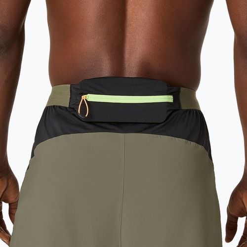 Pánske bežecké šortky ASICS Fujitrail All Over Print 5IN mantle green