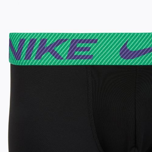Pánske boxerky Nike Dri-Fit Essential Micro Trunk 3 pary black green shock/wild violet/black text wb