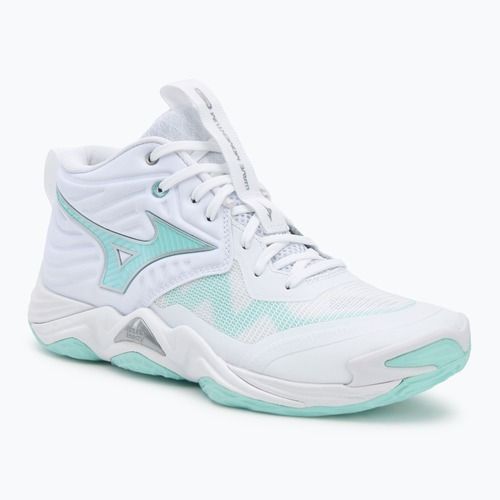 Dámske volejbalové topánky Mizuno Wave Momentum Elite Mid white/blue tint