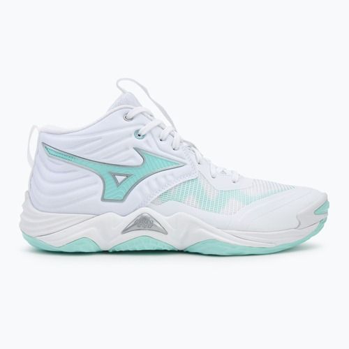 Dámske volejbalové topánky Mizuno Wave Momentum Elite Mid white/blue tint