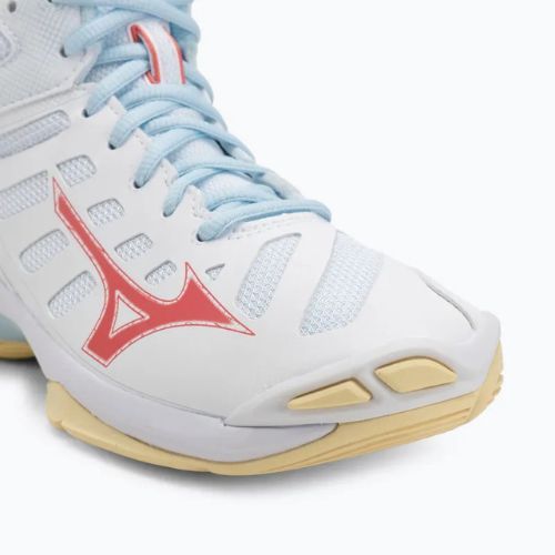 Dámske volejbalové topánky Mizuno Wave Voltage 2 Mid white/calypso coral/pale banana