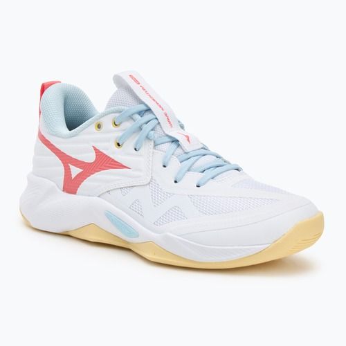 Dámske volejbalové topánky Mizuno Wave Momentum Pro white/calypso coral/pale banana