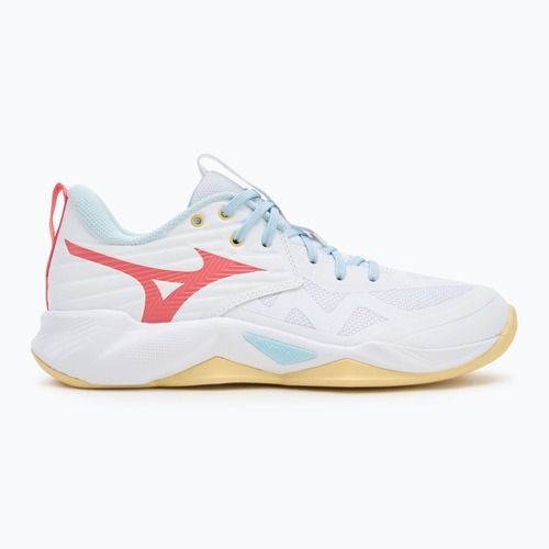 Dámske volejbalové topánky Mizuno Wave Momentum Pro white/calypso coral/pale banana