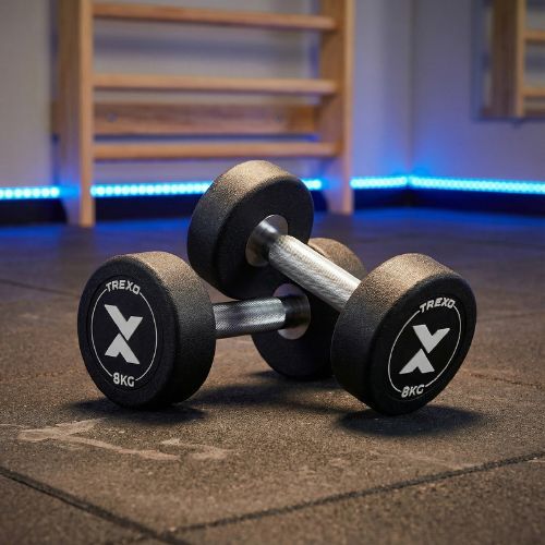 Gumová liatinová činka XTREXO Pro 8 kg black