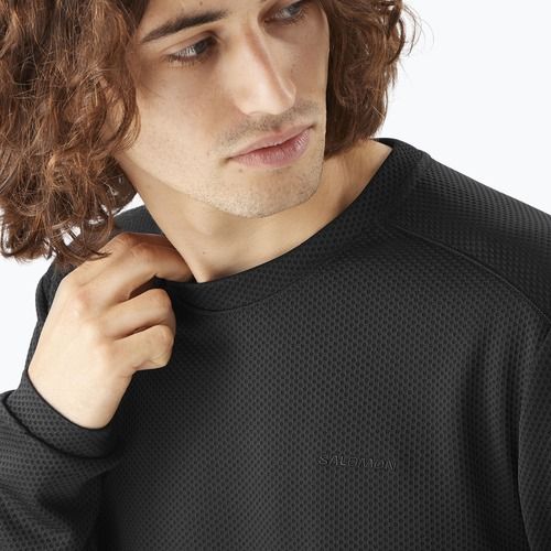 Pánska trekingová mikina Salomon Motomesh Crewneck deep black