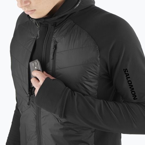 Pánska hybridná bunda Salomon Elixir Hybrid Hoodie Insulated deep black