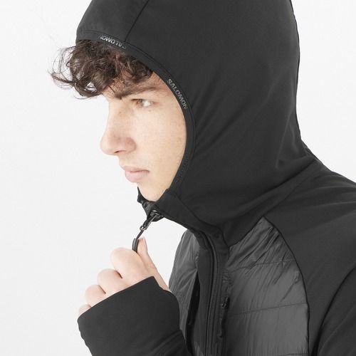 Pánska hybridná bunda Salomon Elixir Hybrid Hoodie Insulated deep black