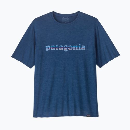 Pánske  tričko Patagonia Cap Cool Daily Graphic Shirt '73 text logo / clement blue x-dye