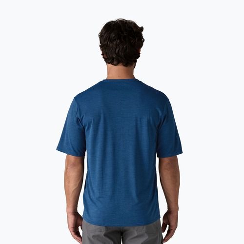Pánske  tričko Patagonia Cap Cool Daily Graphic Shirt '73 text logo / clement blue x-dye