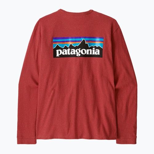 Dámske tričko longsleeve Patagonia P-6 Logo Responsibili-Tee potters red