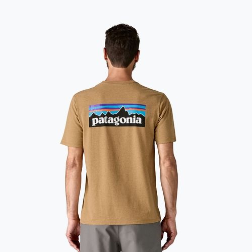 Pánske  tričko Patagonia P-6 Logo Responsibili-Tee talon gold