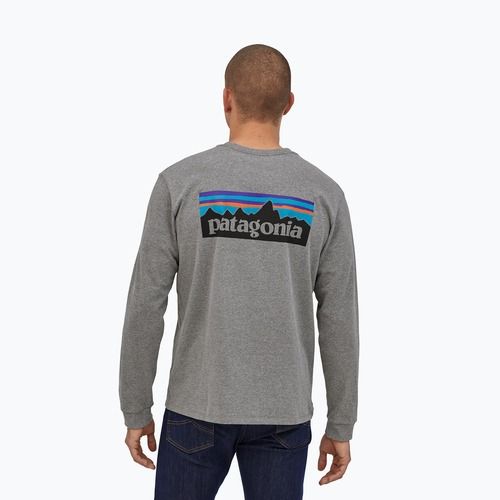 Pánske tričko longsleeve Patagonia P-6 Logo Responsibili gravel heather
