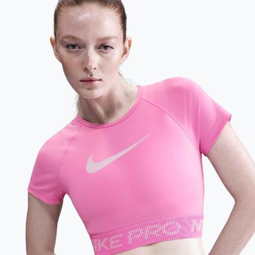 Dámsky tréningový top Nike Pro Dri-Fit Graphic Cropped playful pink/pink foam/white