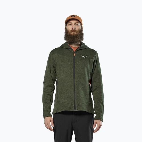 Pánska trekingová mikina Salewa Puez Rocca Polarlite Hood dark olive