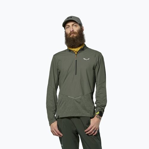 Pánske tričko longsleeve Salewa Pedroc Dry Wind Half Zip Tee faded green