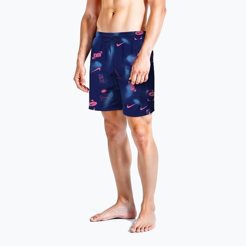 Pánske plavkové šortky Nike Multi Print 7" Volley midnight navy