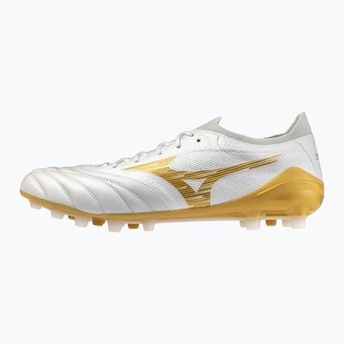 Futbalové kopačky Mizuno Morelia Neo IV Beta Elite AG white/mp gold/cool gray 3c