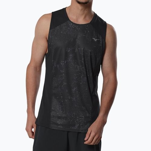 Pánske bežecké tričko Mizuno Active DryAeroFlow Graphic Tank Top black/gray