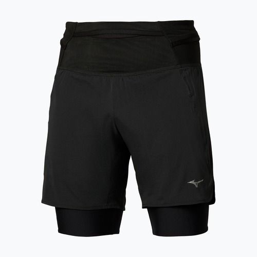 Pánske bežecké šortky Mizuno Trail Multipocket 2in1 black