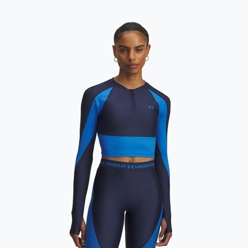 Dámské tréninkové longsleeve Under Armour HeatGear Rib 1/4 Zip washed navy/blue atlantis/blue atlantis
