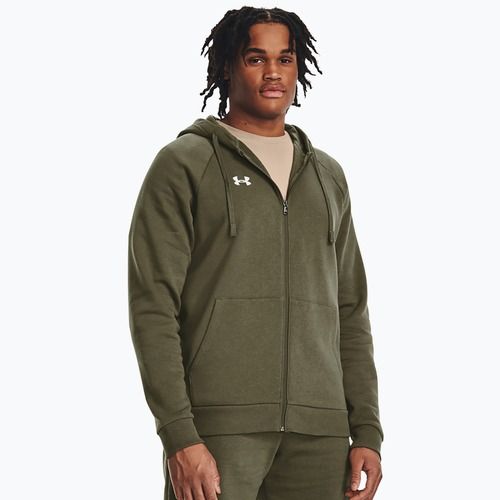 Pánska mikina Under Armour Rival Fleece FZ Hoodie navy dd green/white