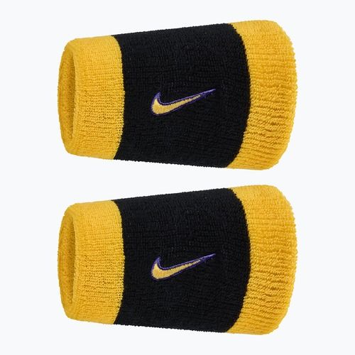 Potítka Nike Swoosh Classic Doublewide Wristbands 2 ks black/court purple university gold