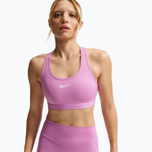 Športová podprsenka Nike Swoosh Medium Support light magenta/white