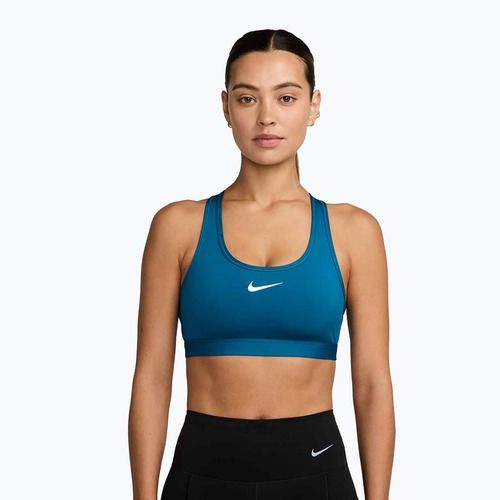 Športová podprsenka Nike Swoosh Medium Support green abyss/white