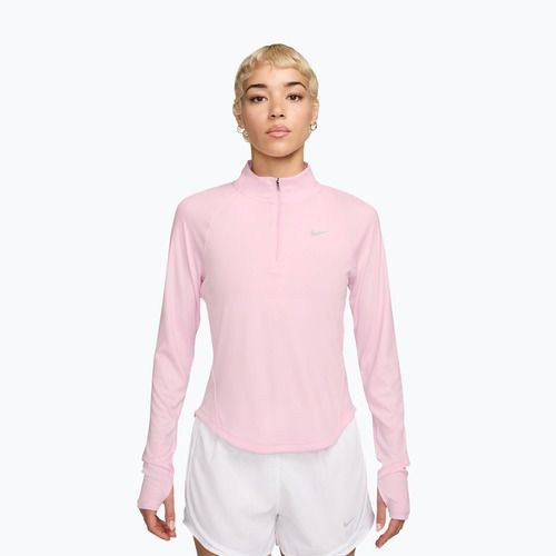 Dámske bežecké tričko s dlhým rukávom Nike Tempo Swoosh Run Dri-Fit 1/4-Zip pink foam/white