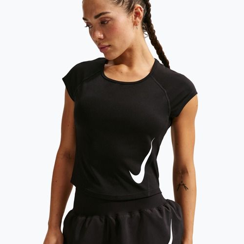 Dámske bežecké tričko Nike Swoosh Run Dri-Fit black/white/white