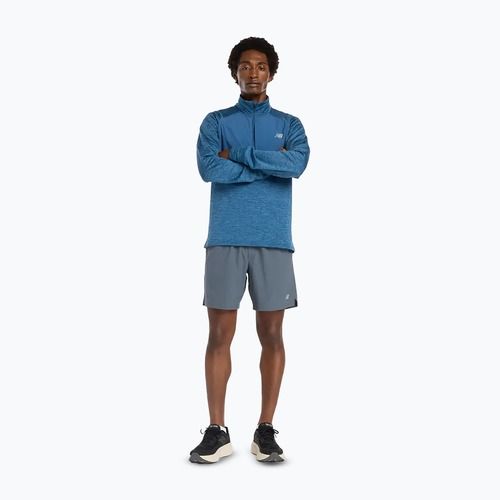 Pánske bežecké tričko longsleeve New Balance Athletics Heat Grid 1/2 Zip dark shoreline