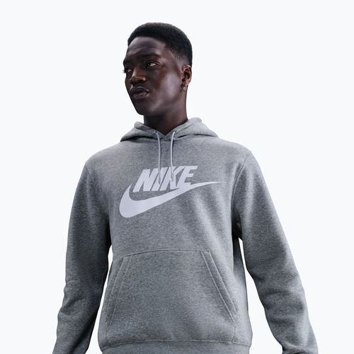 Pánska mikina Nike Club Pullover Hoodie dark grey heather/light smoke grey/white