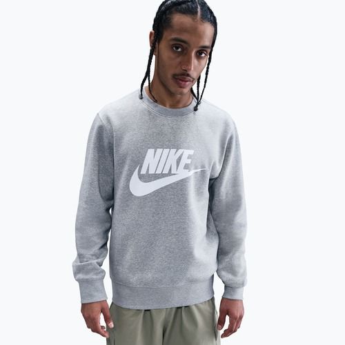 Pánska mikina Nike Sportswear Club Graphic Fleece Crew dark grey heather/white