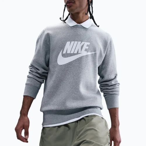 Pánska mikina Nike Sportswear Club Graphic Fleece Crew dark grey heather/white