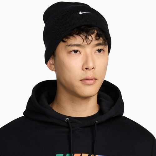 Zimná čiapka Nike Peak Swoosh Beanie black/white