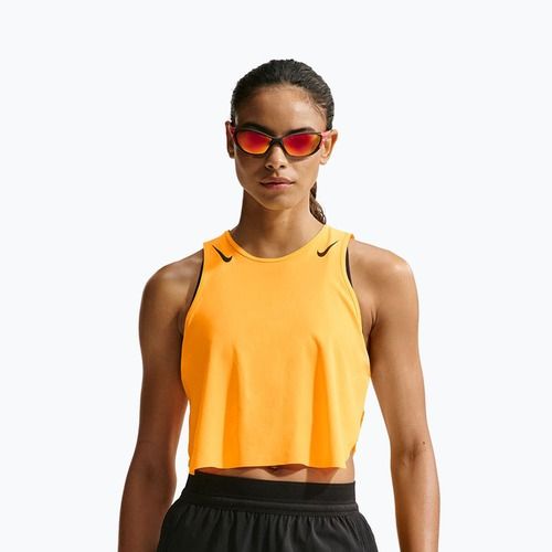 Dámske bežecké tričko Nike AeroSwift Dri-Fit ADV Cropped Tank Top laser orange/black
