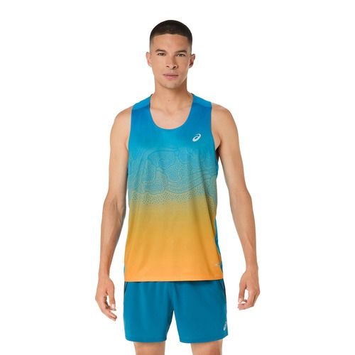 Pánske bežecké tričko ASICS Road Fade Singlet Aegean Blue/Yamabuki