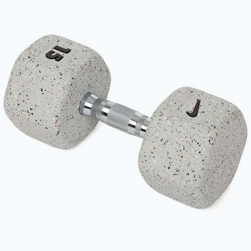 Pogumovaná činka Nike Strength Grind Hex Dumbbell 15 kg wolf grey