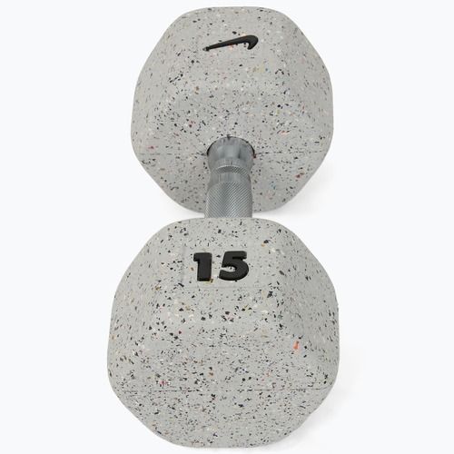 Pogumovaná činka Nike Strength Grind Hex Dumbbell 15 kg wolf grey