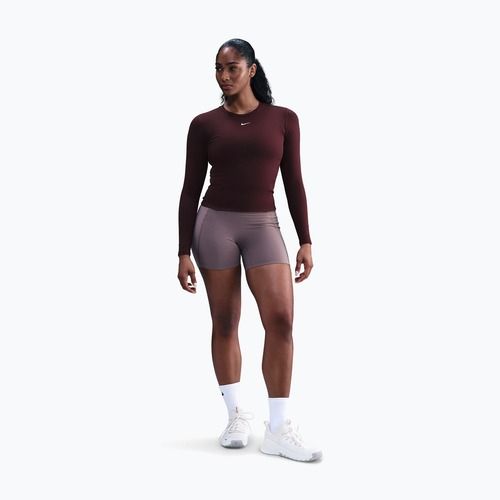 Dámske tričko longsleeve  Nike One Fitted Dri-Fit burgundy crush/white