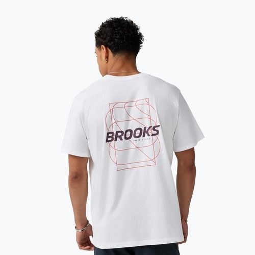 Pánske bežecké tričko Brooks Graphic white/burgundy blaze/cosmic