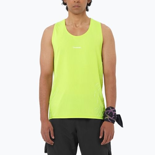 Pánske bežecké tričko Salomon Sense Aero Singlet GFX acid lime